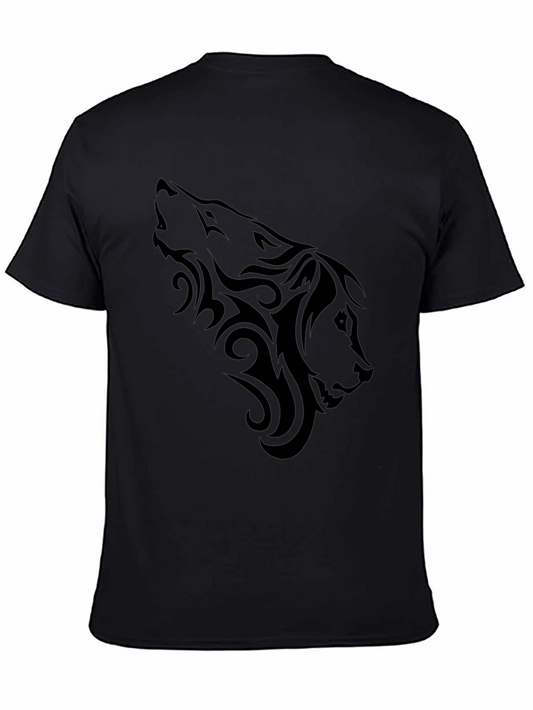 Tribal Wolf Graphic T-Shirt - Mens Black Tee