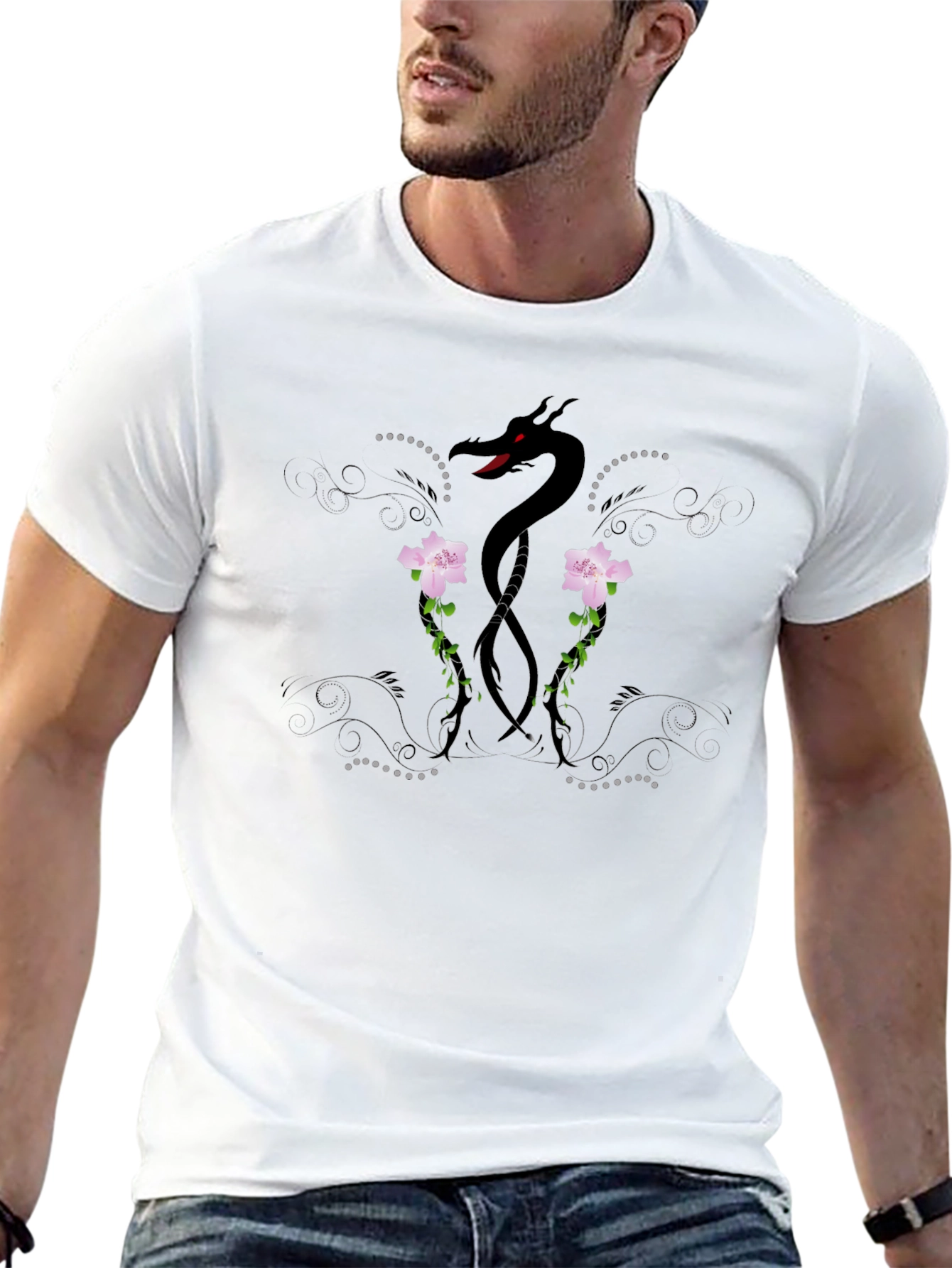 Dragon & Roses Black T-Shirt