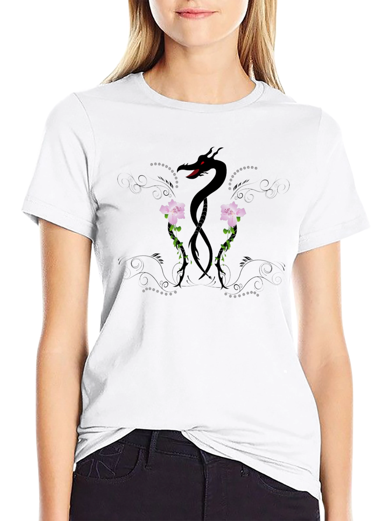 Dragon & Roses Black T-Shirt