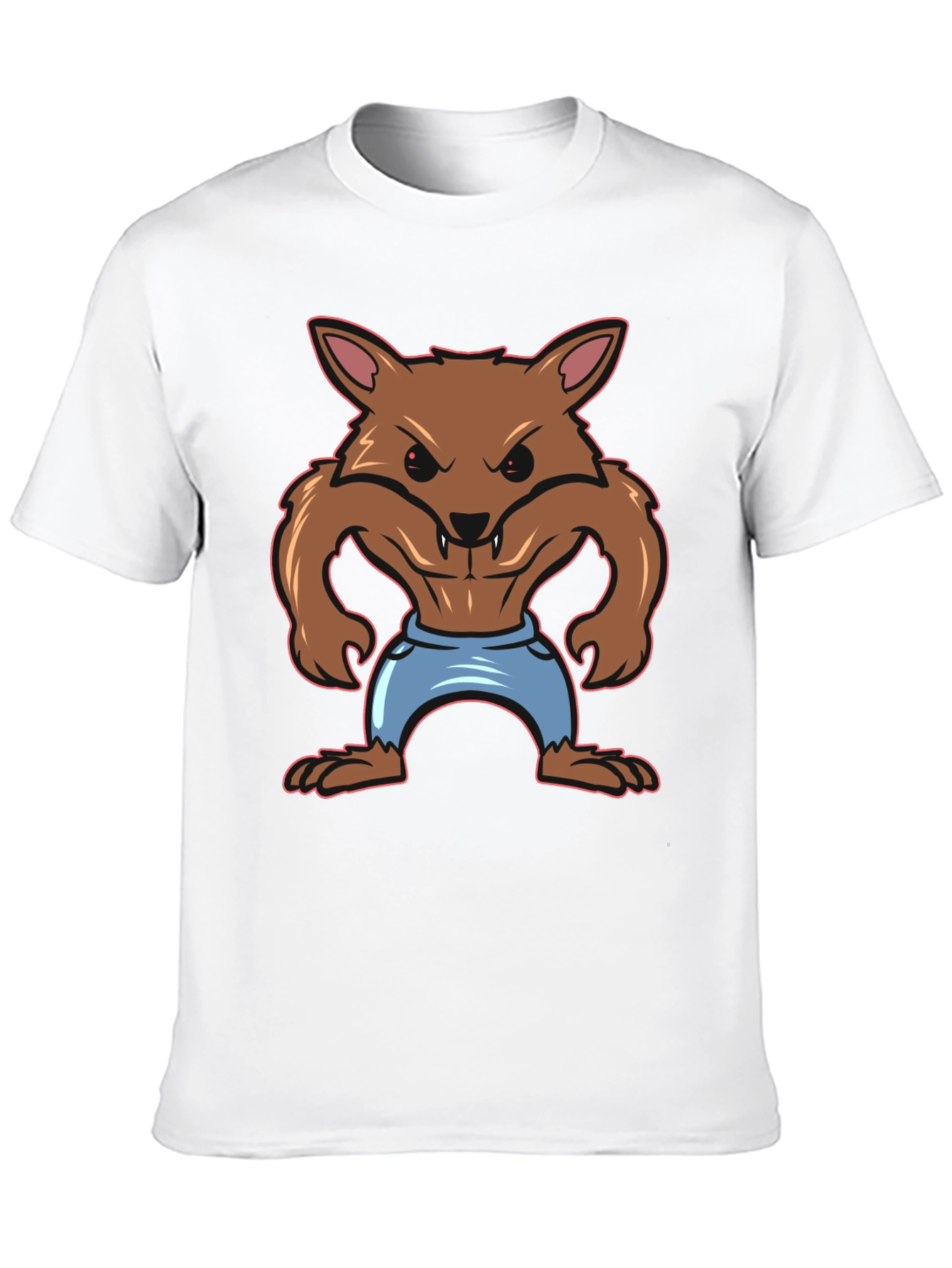 Cartoon Werewolf Graphic T-Shirt - Black