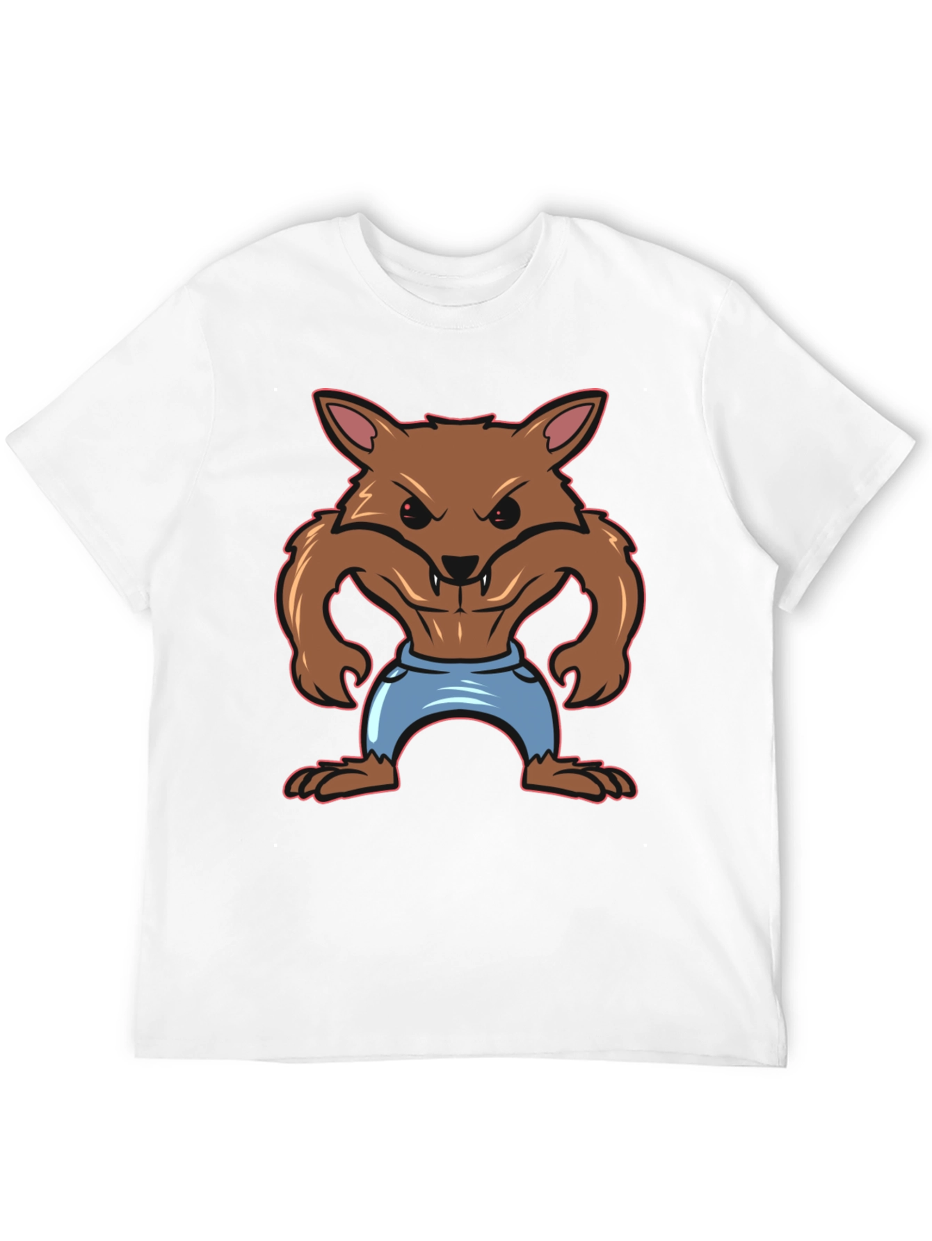 Cartoon Werewolf Graphic T-Shirt - Black