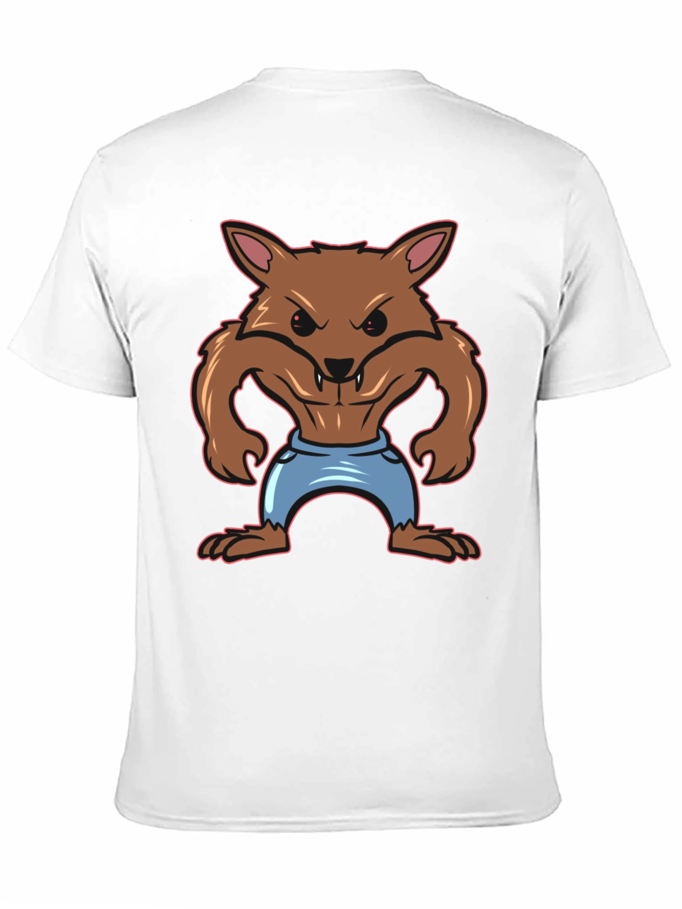 Cartoon Werewolf Graphic T-Shirt - Black