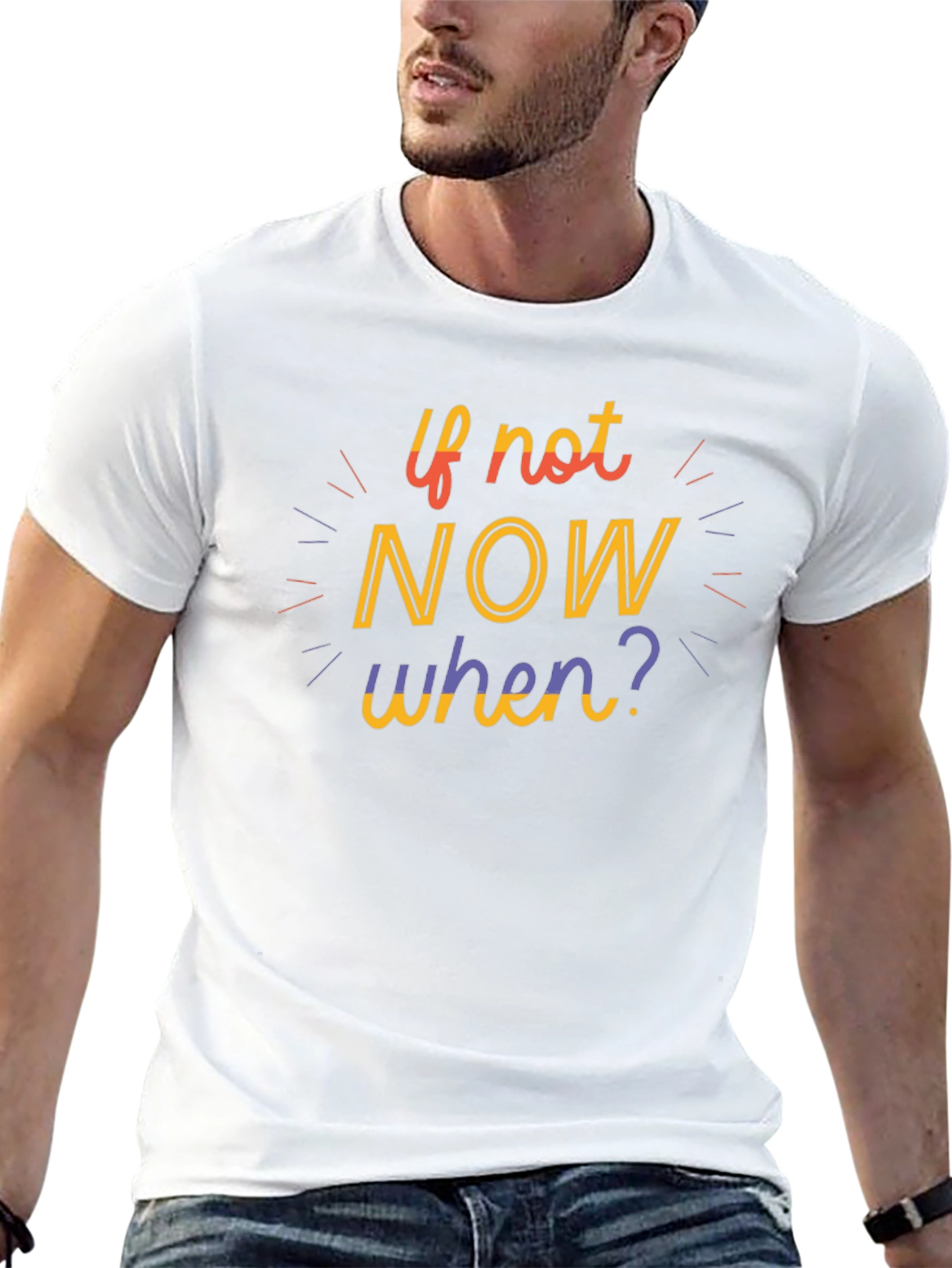 Motivational If Not Now When? Graphic Tee - Black