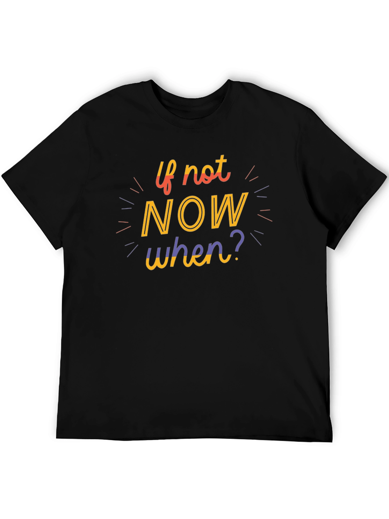 Motivational If Not Now When? Graphic Tee - Black