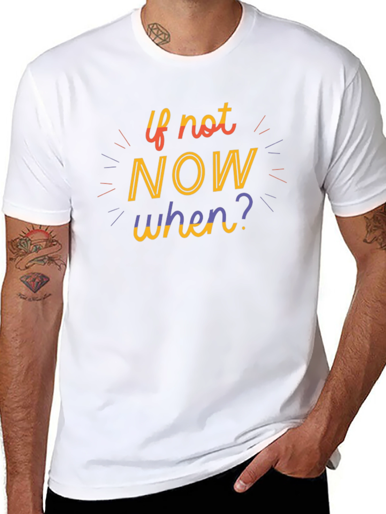 Motivational If Not Now When? Graphic Tee - Black