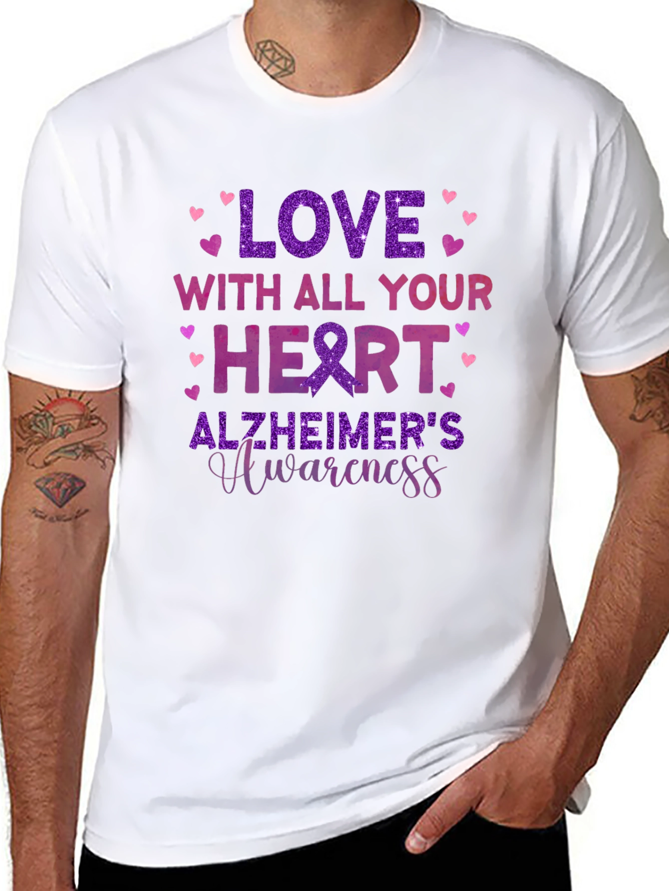 Love with All Your Heart Alzheimers Awareness T-Shirt