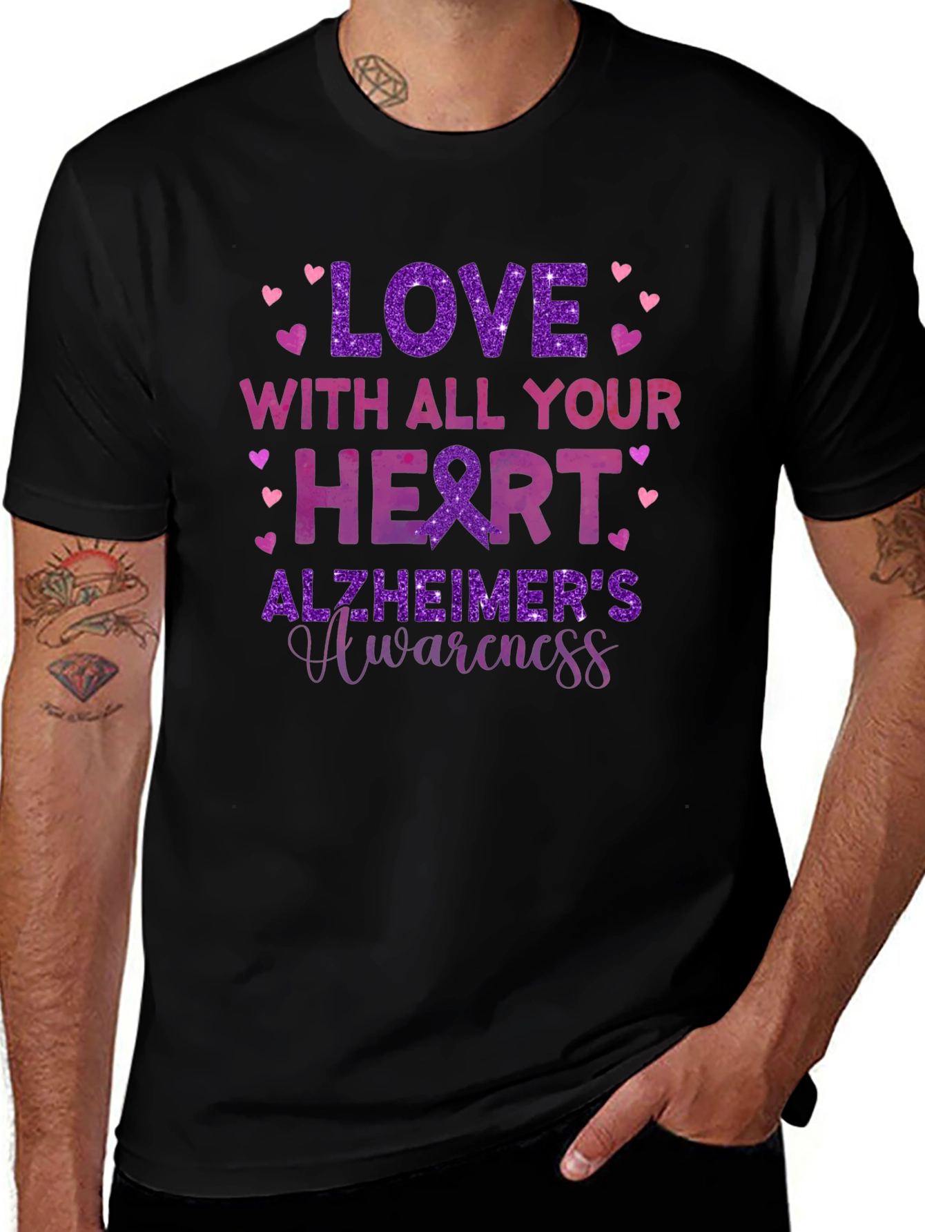 Love with All Your Heart Alzheimers Awareness T-Shirt