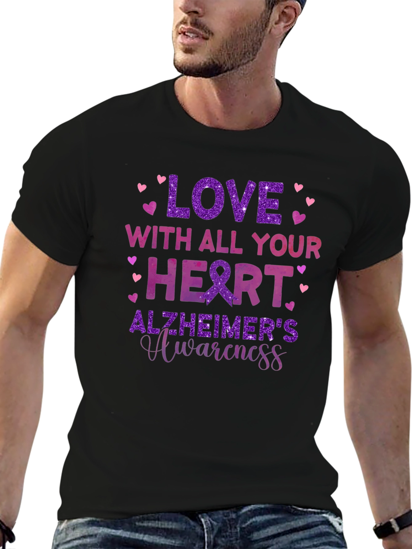 Love with All Your Heart Alzheimers Awareness T-Shirt