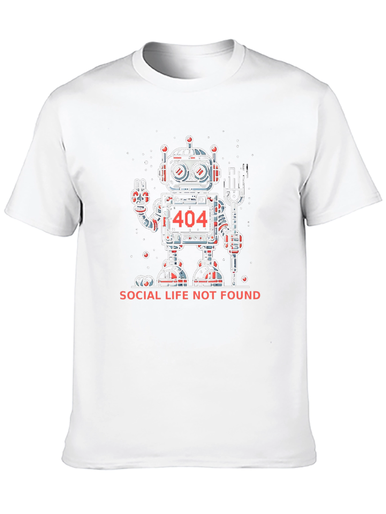 Social Life Not Found Robot Graphic T-Shirt
