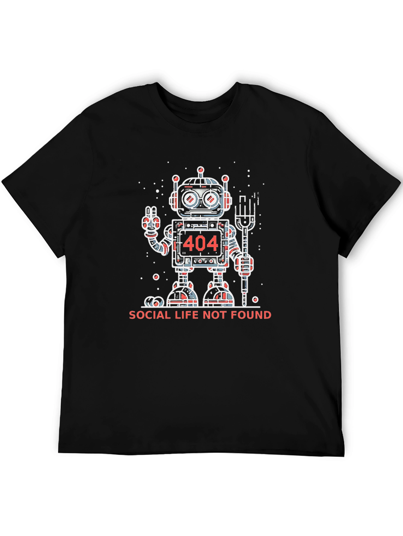 Social Life Not Found Robot Graphic T-Shirt