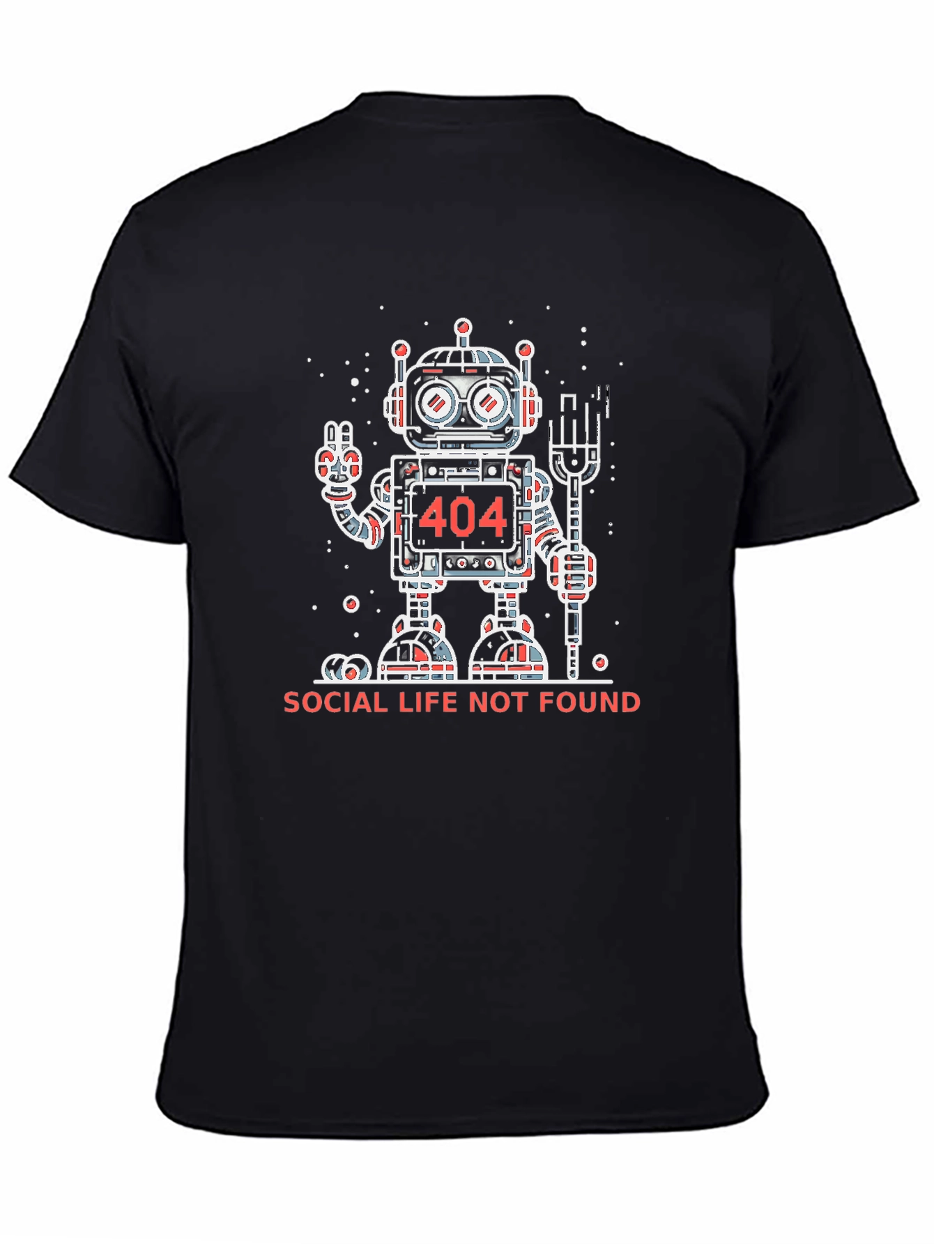 Social Life Not Found Robot Graphic T-Shirt