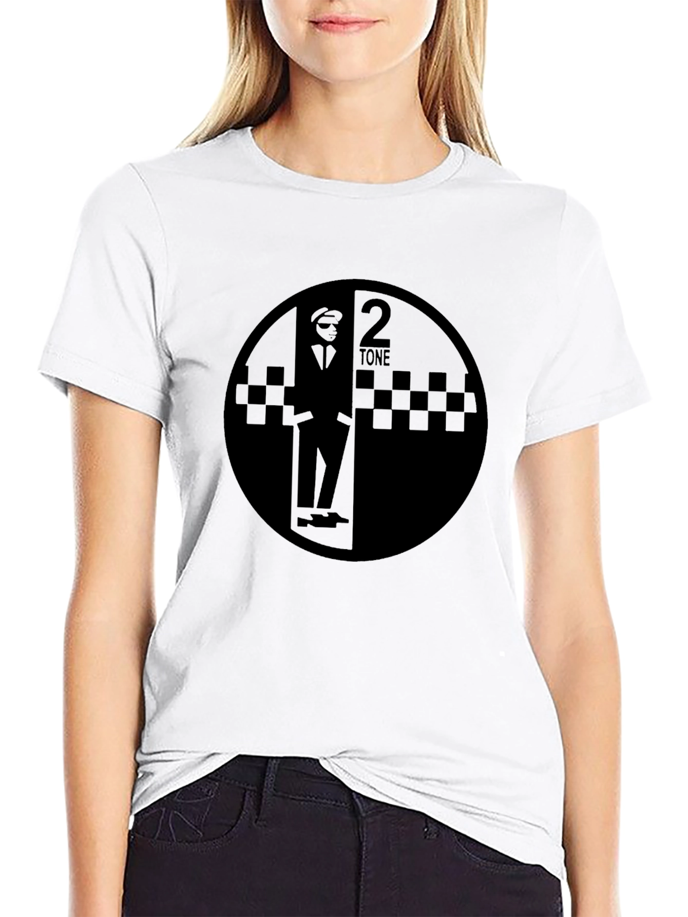 2 Tone Graphic T-Shirt - Black Round Design