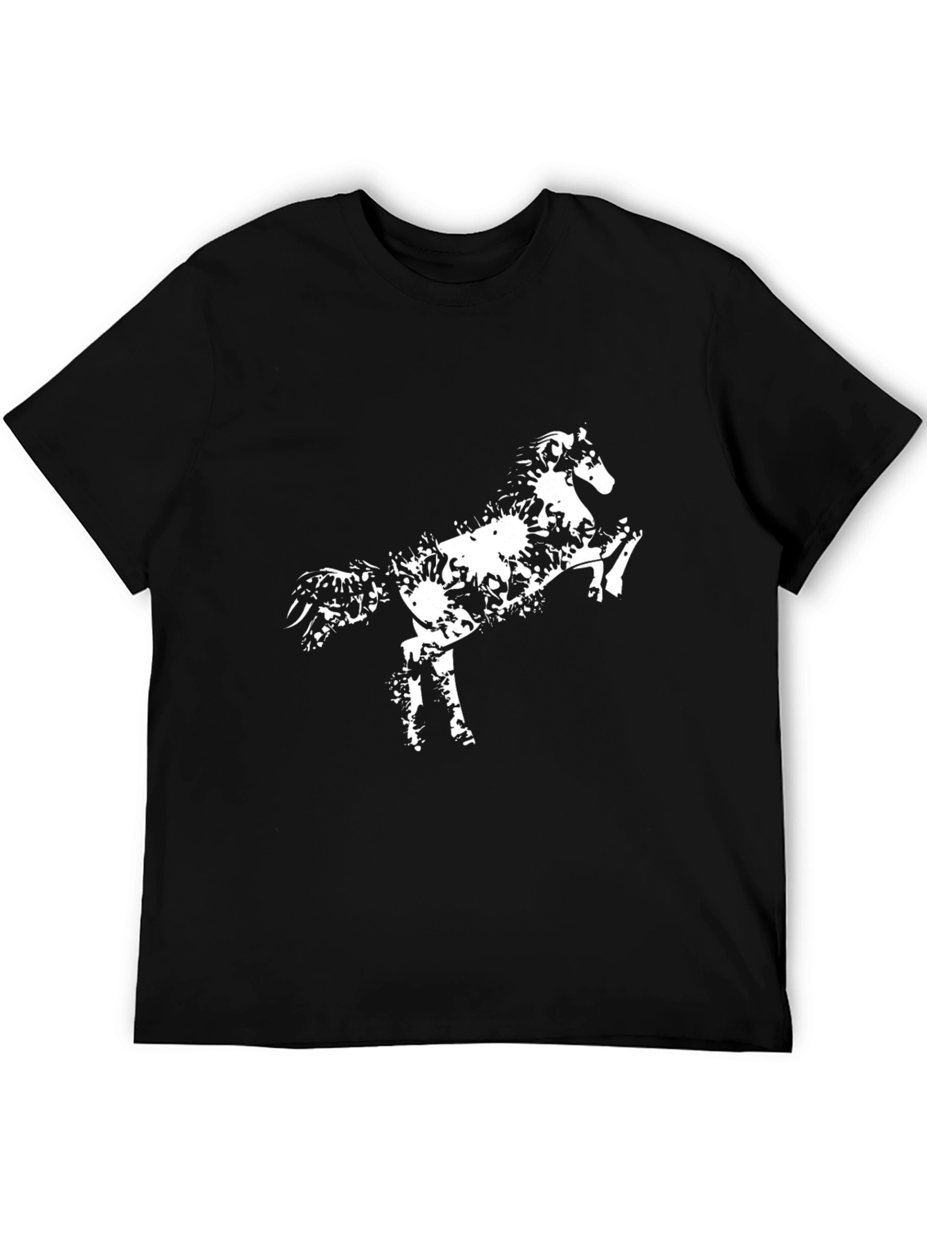 Black T-Shirt with White Horse Design