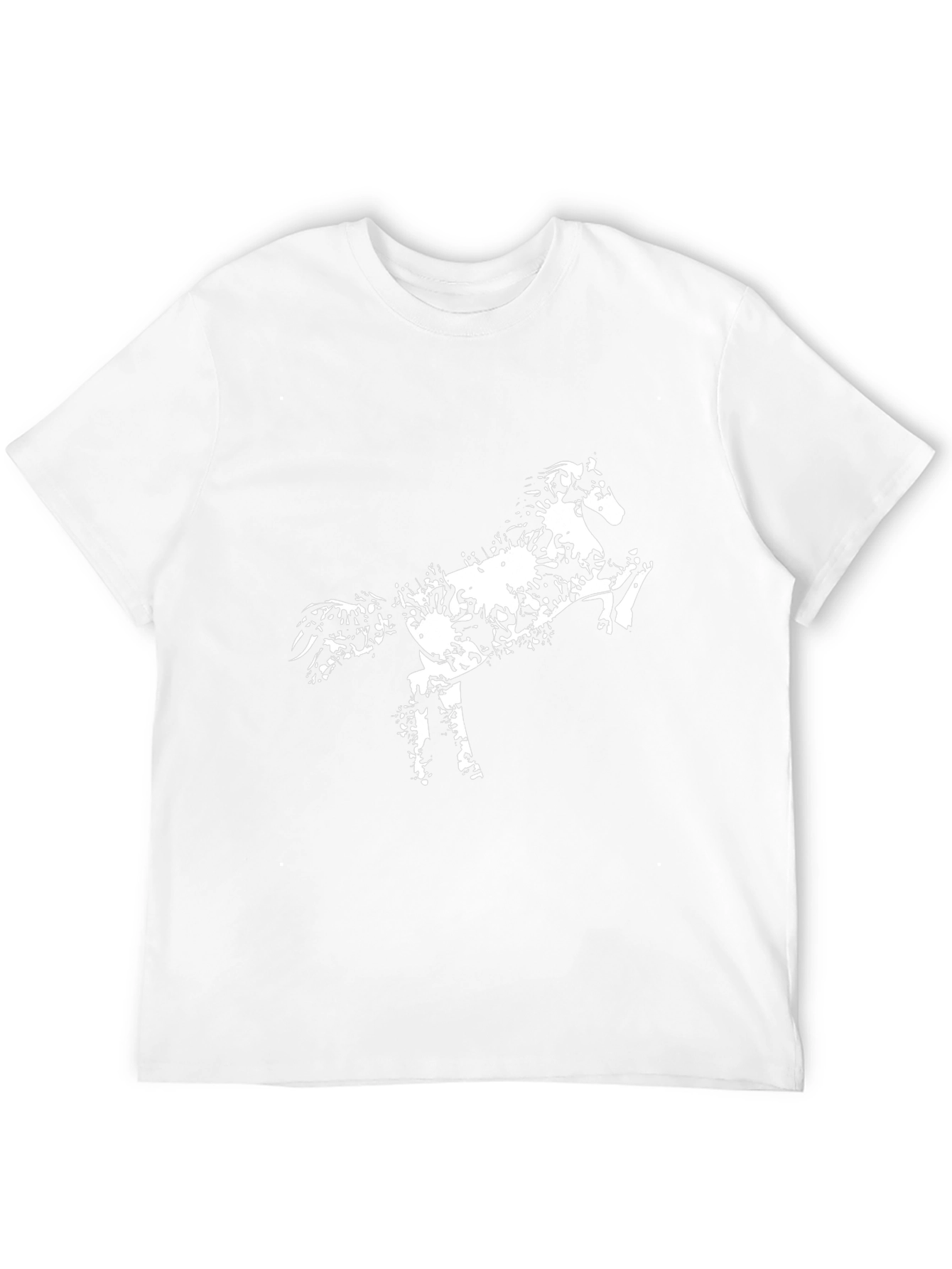 Black T-Shirt with White Horse Design