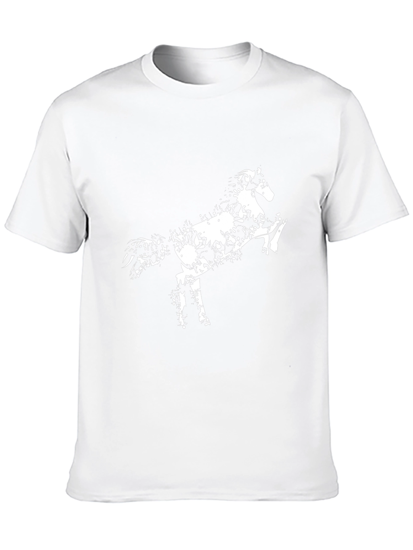 Black T-Shirt with White Horse Design