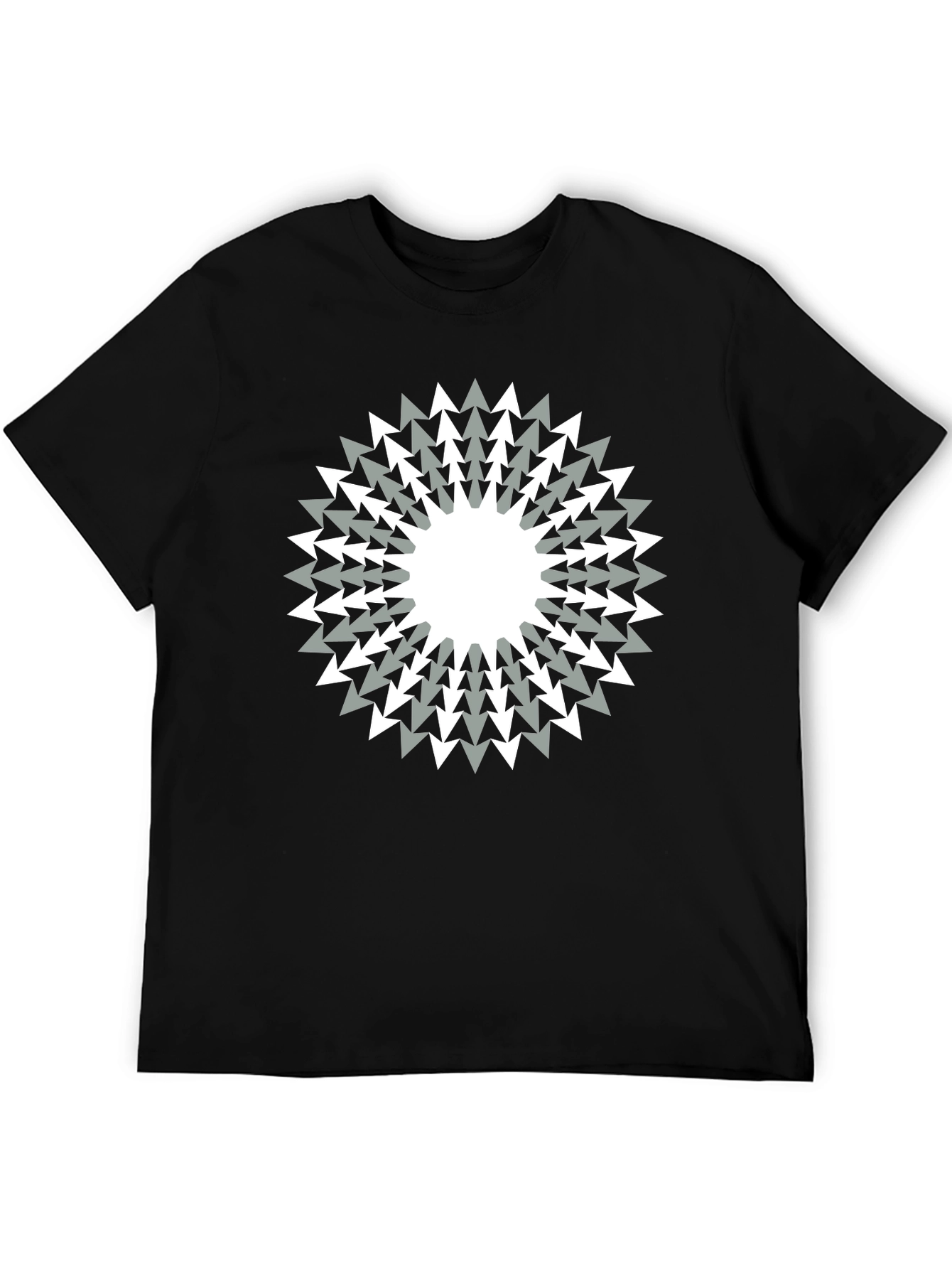 Geometric Arrow Burst Graphic Black T-Shirt