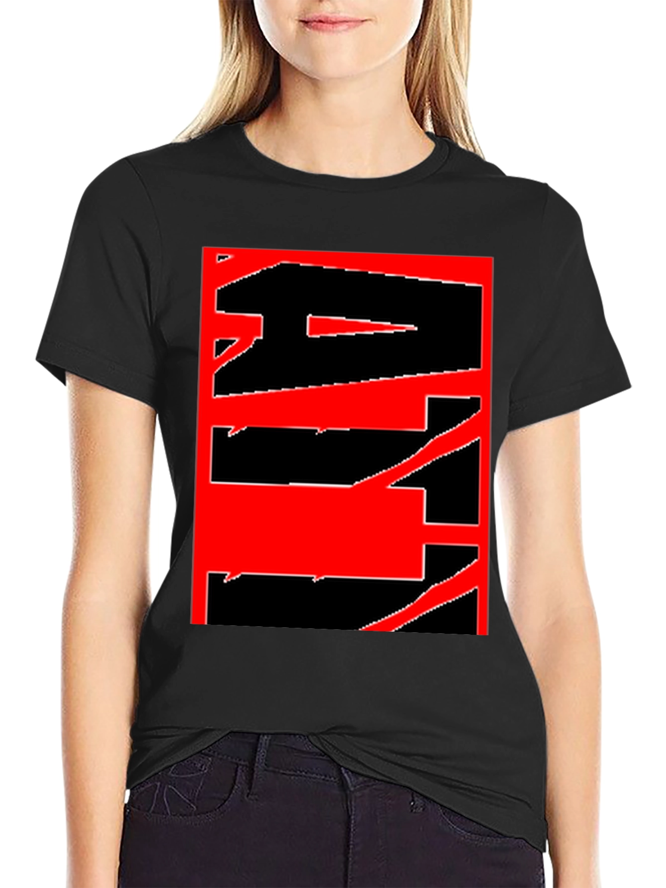 Abstract Graphic Tee - Bold Red & Black Design