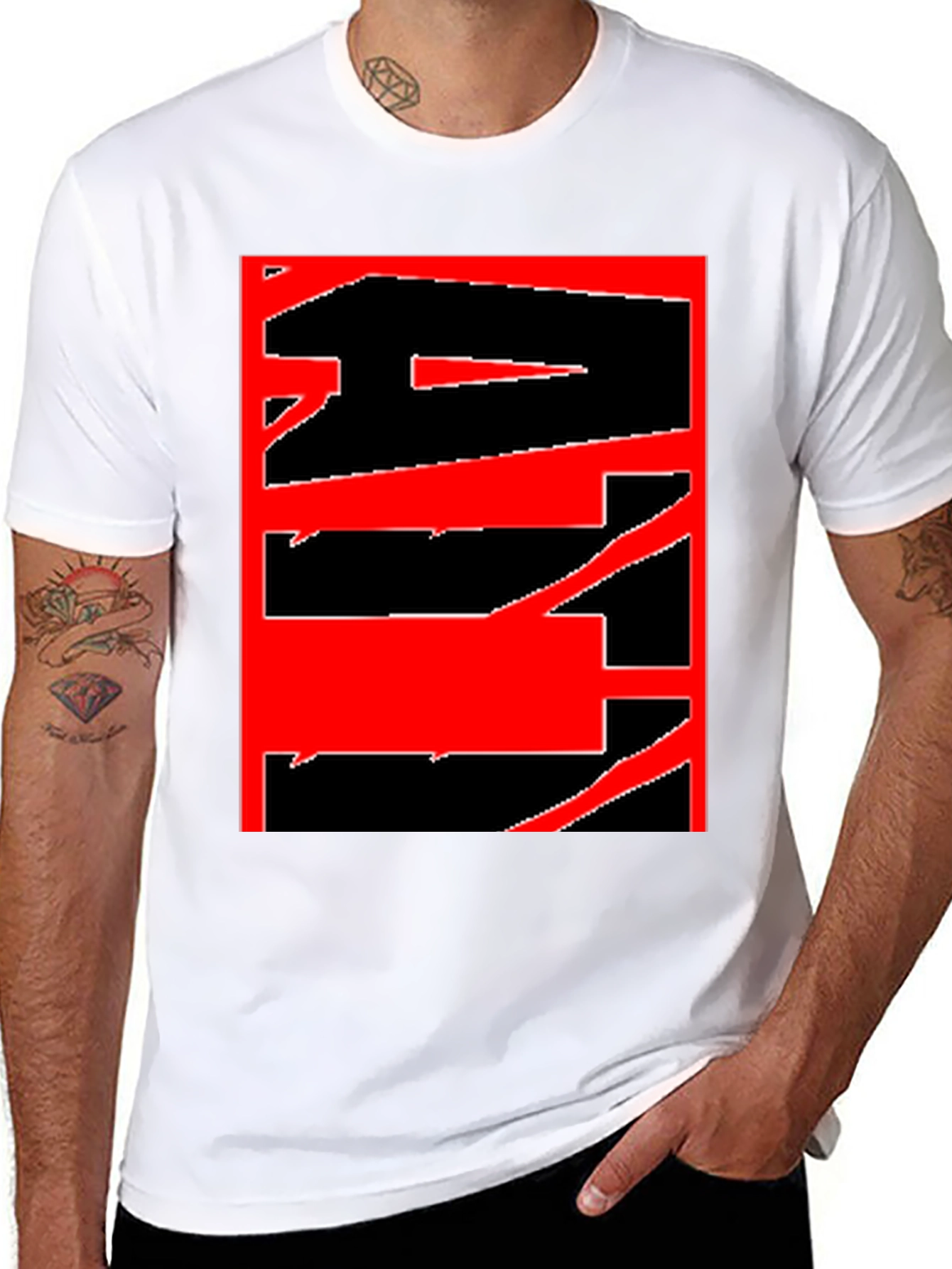 Abstract Graphic Tee - Bold Red & Black Design