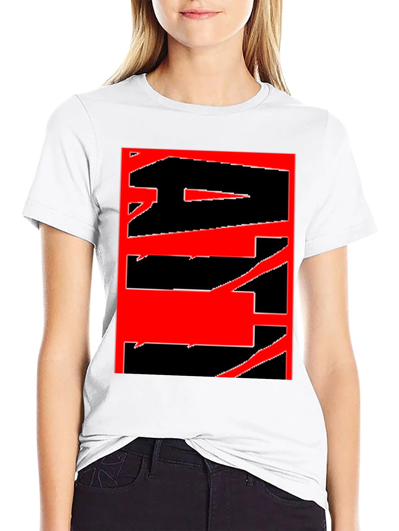 Abstract Graphic Tee - Bold Red & Black Design