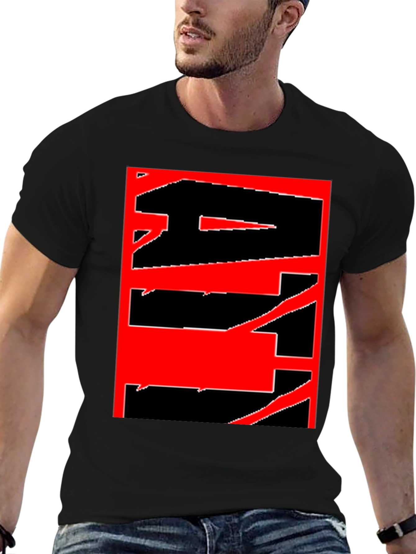 Abstract Graphic Tee - Bold Red & Black Design