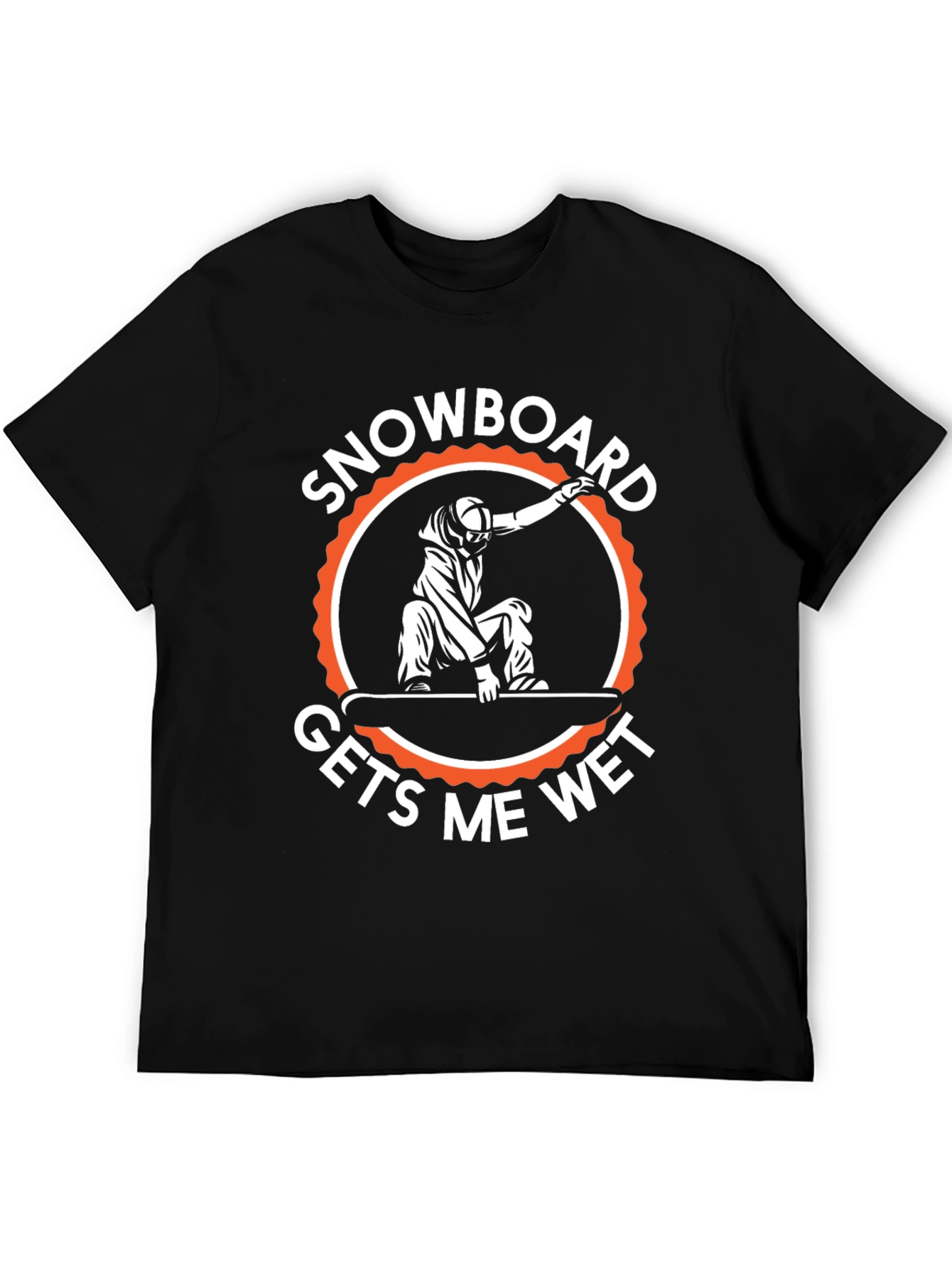 Snowboard Gets Me Wet Black Graphic Tee