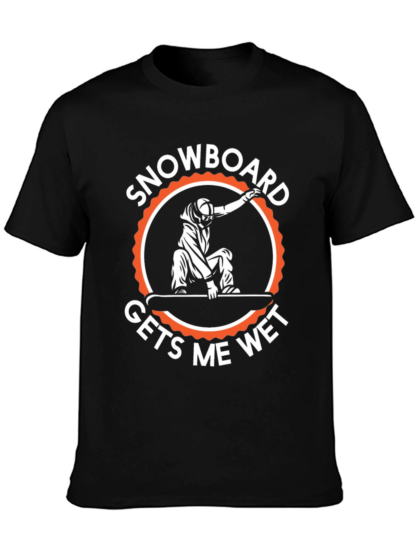Snowboard Gets Me Wet Black Graphic Tee