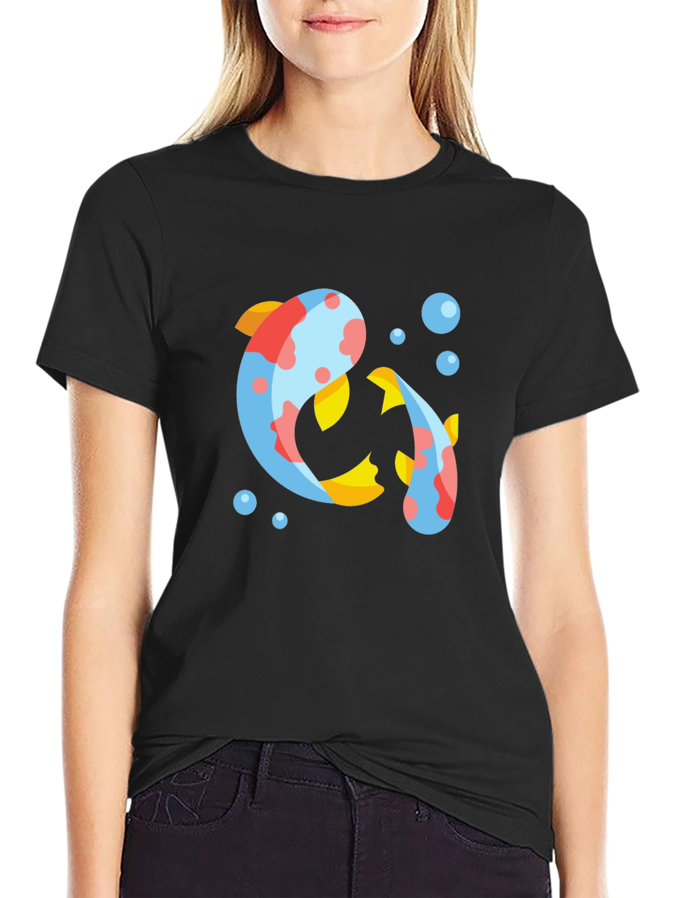 Koi Fish Graphic Tee - Stylish Black T-Shirt