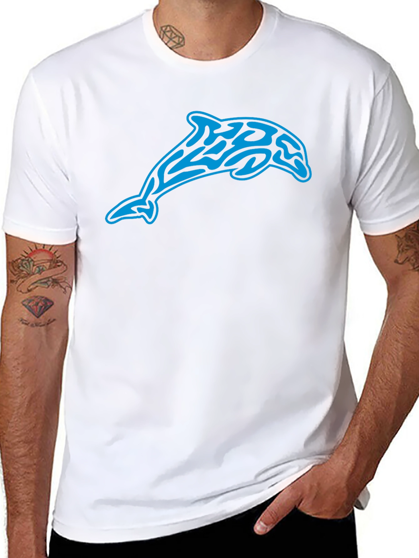 Tribal Dolphin Graphic Black T-Shirt