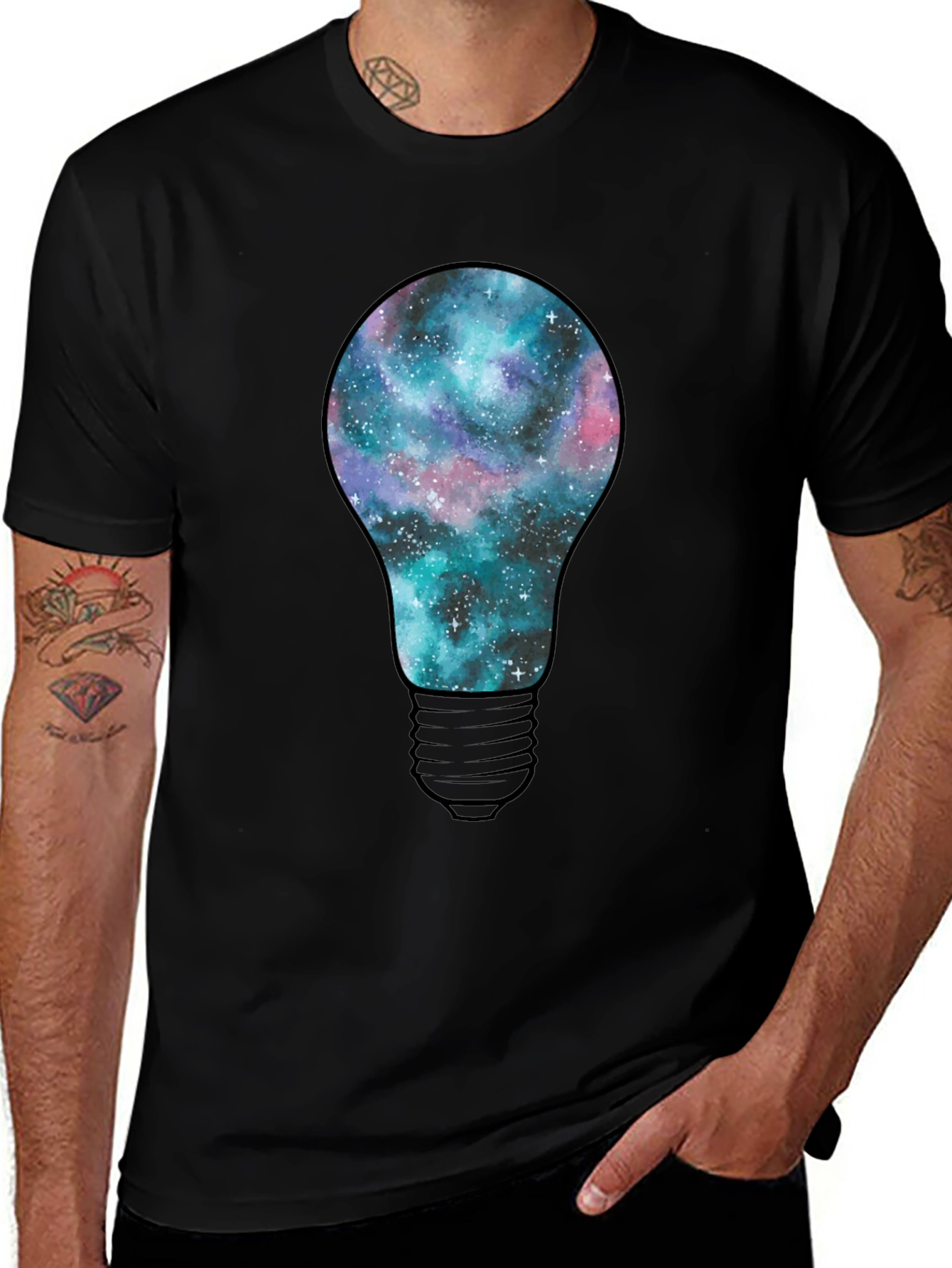 Galaxy Bulb Mens T-Shirt - Black