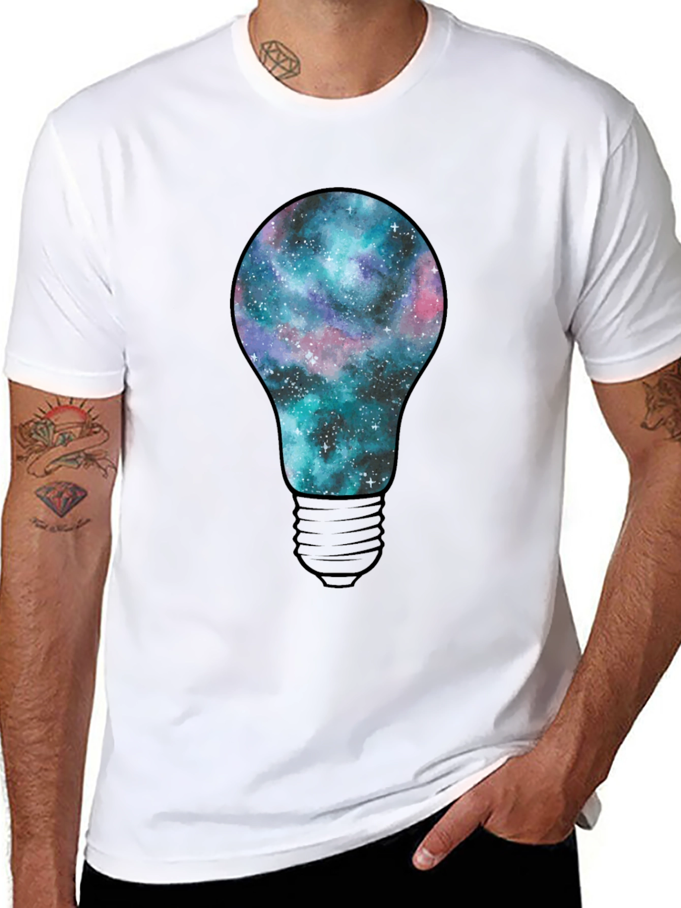 Galaxy Bulb Mens T-Shirt - Black