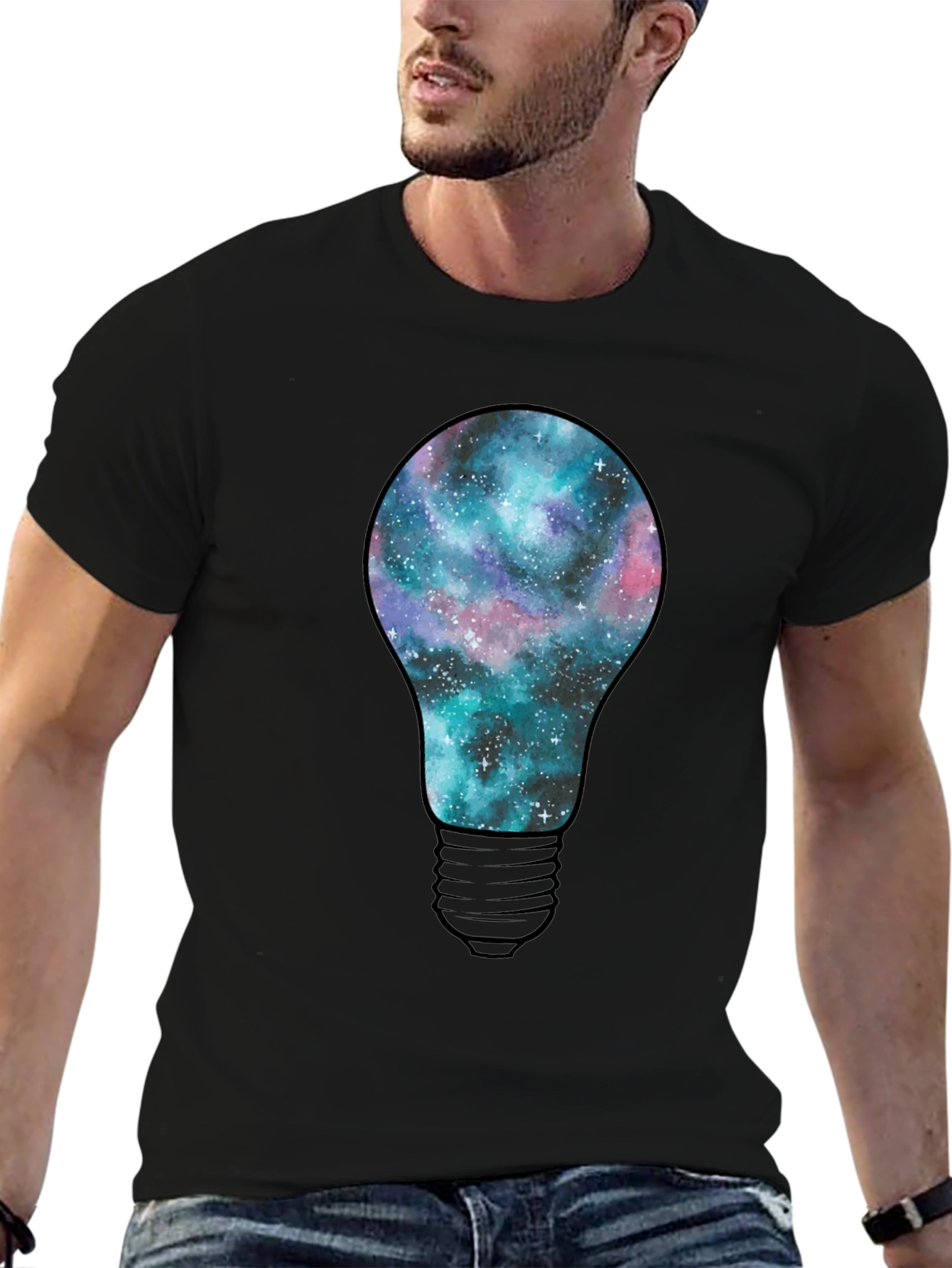 Galaxy Bulb Mens T-Shirt - Black