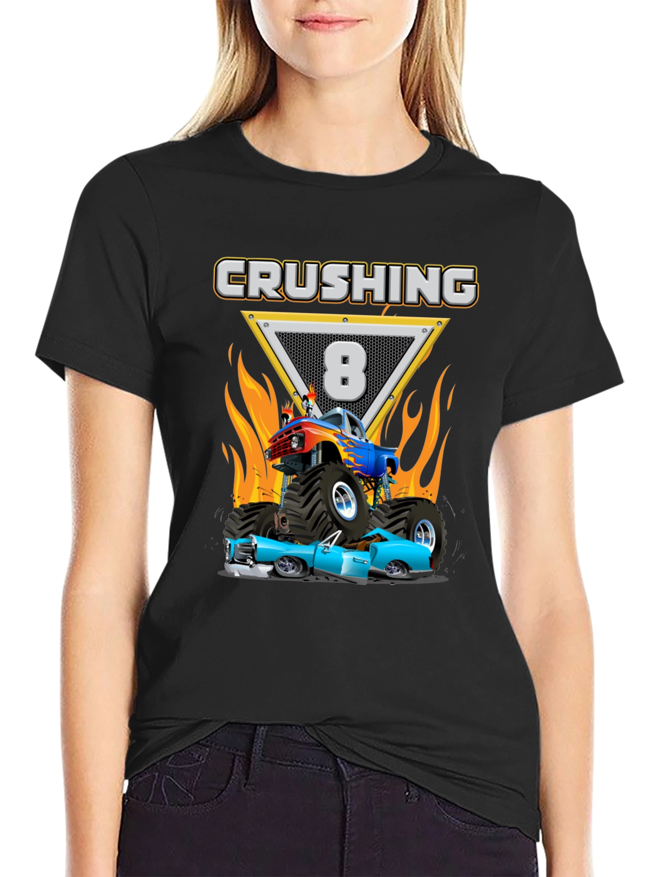 Crushing Eight Birthday Monster Truck T-Shirt