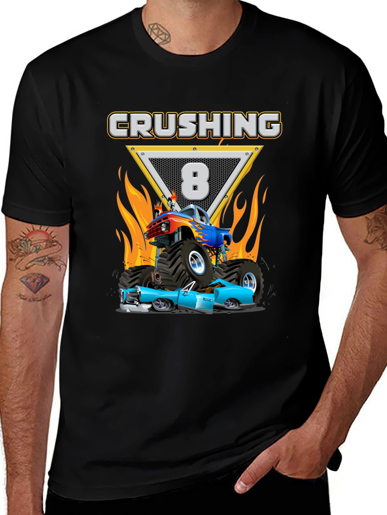 Crushing Eight Birthday Monster Truck T-Shirt