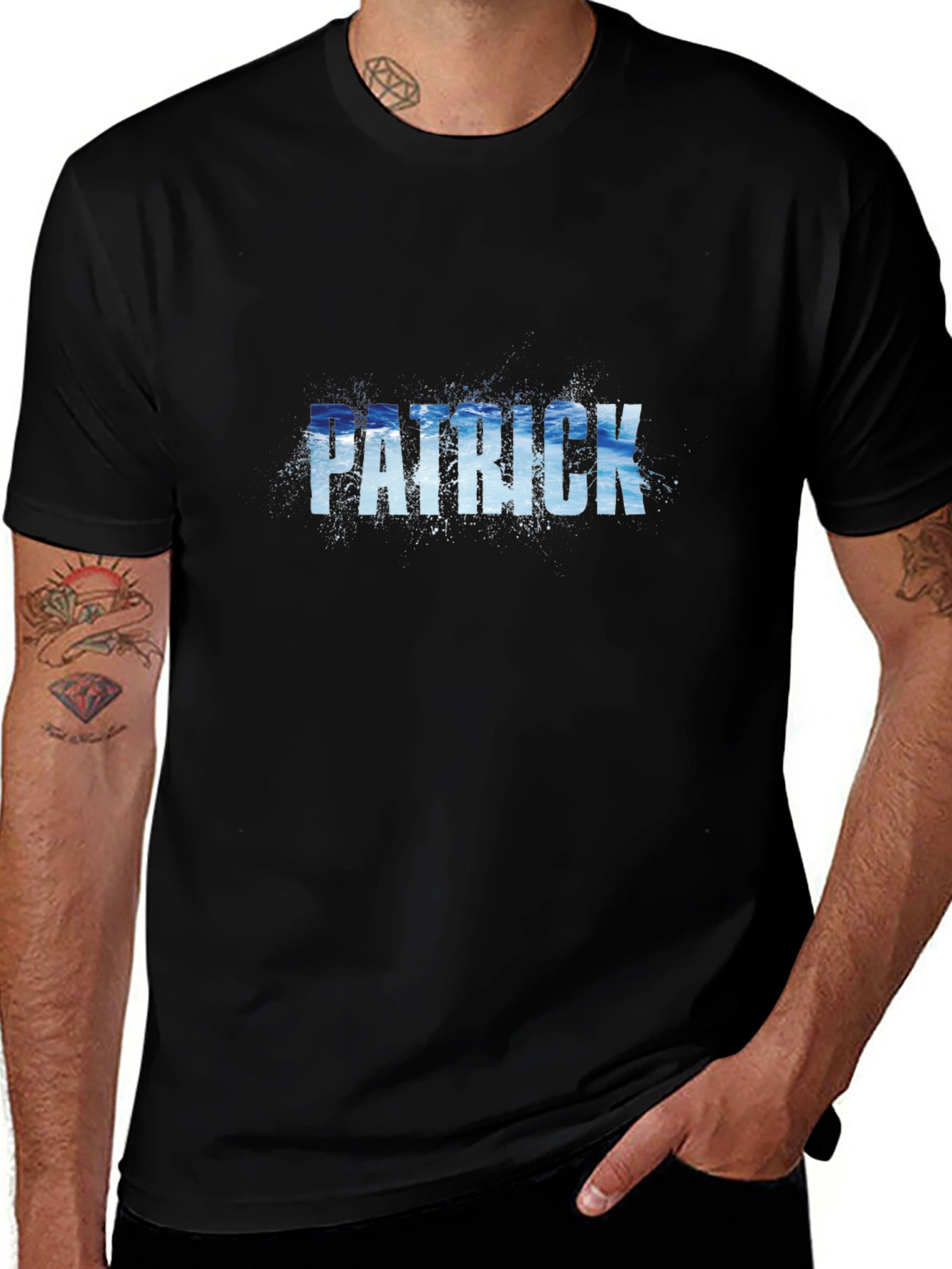 Patrick Water Graphic Black T-Shirt