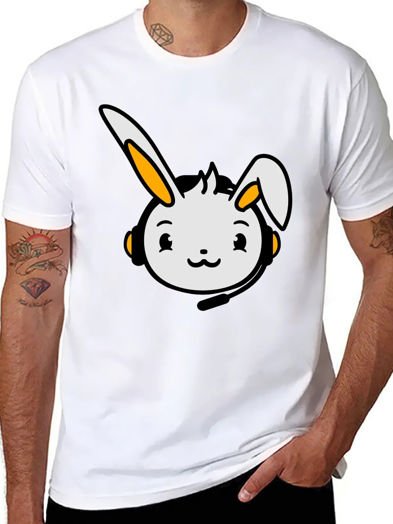 Cute Bunny Graphic T-Shirt - Black