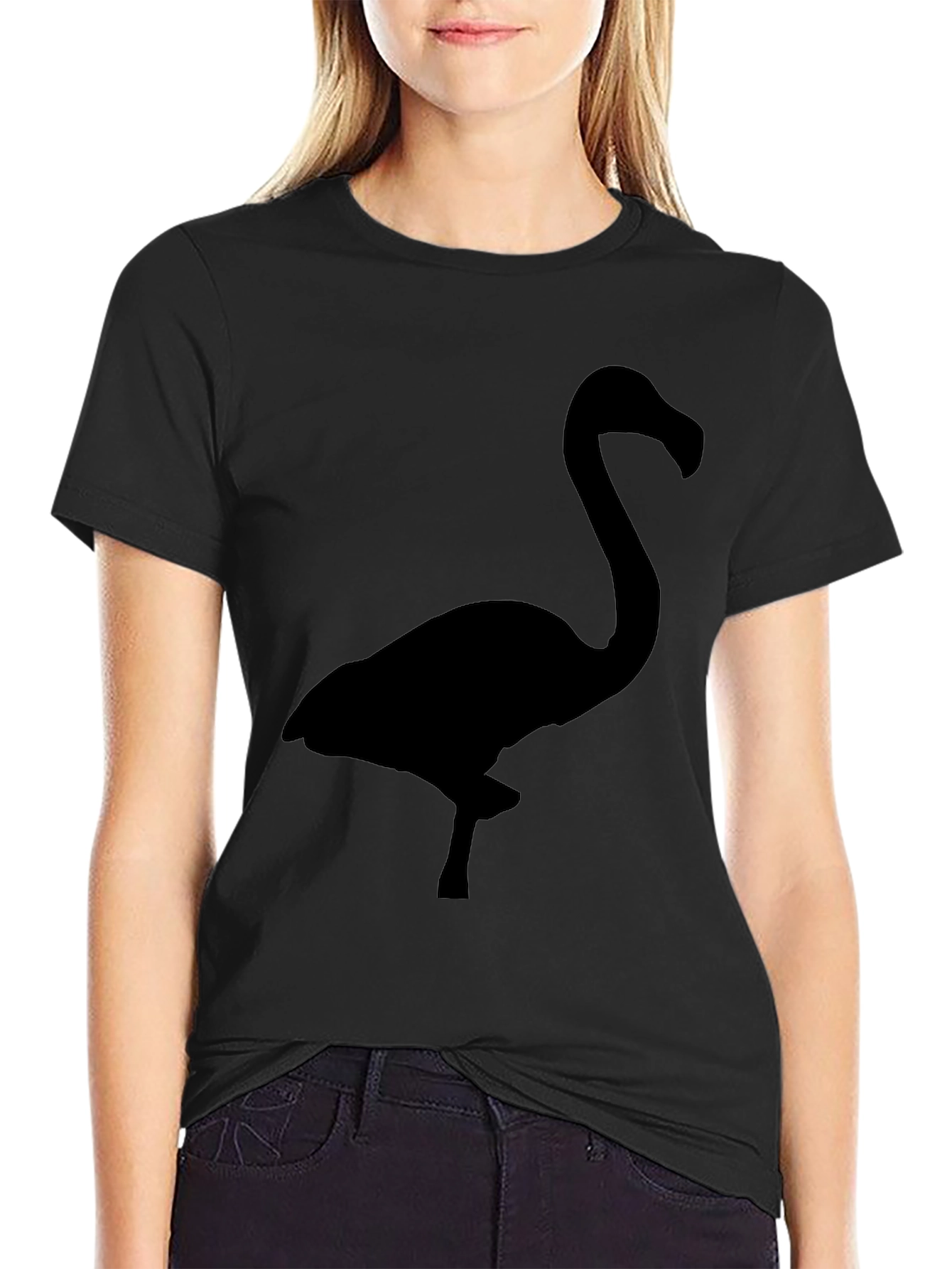 Black Flamingo Silhouette Graphic Tee