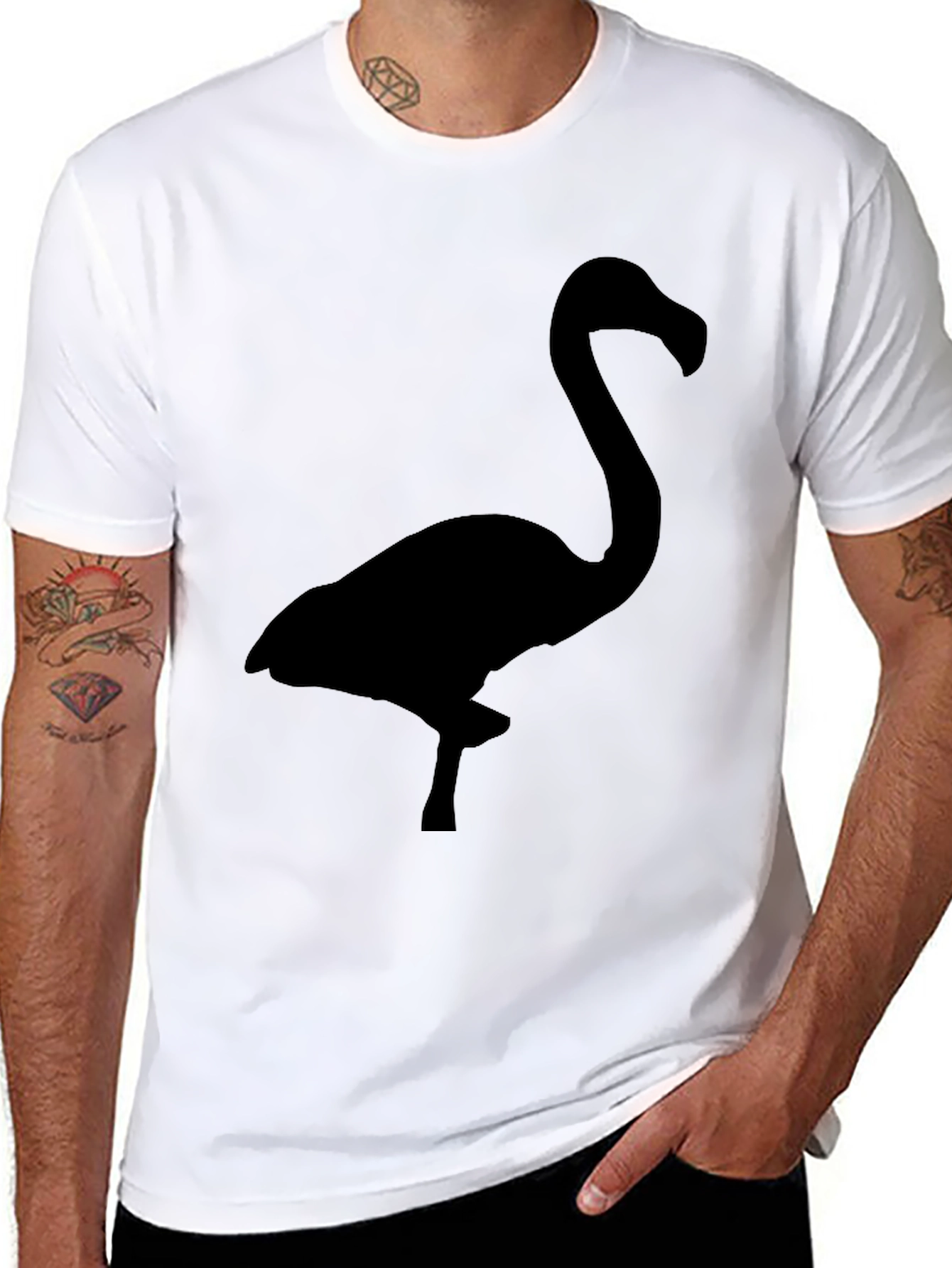 Black Flamingo Silhouette Graphic Tee