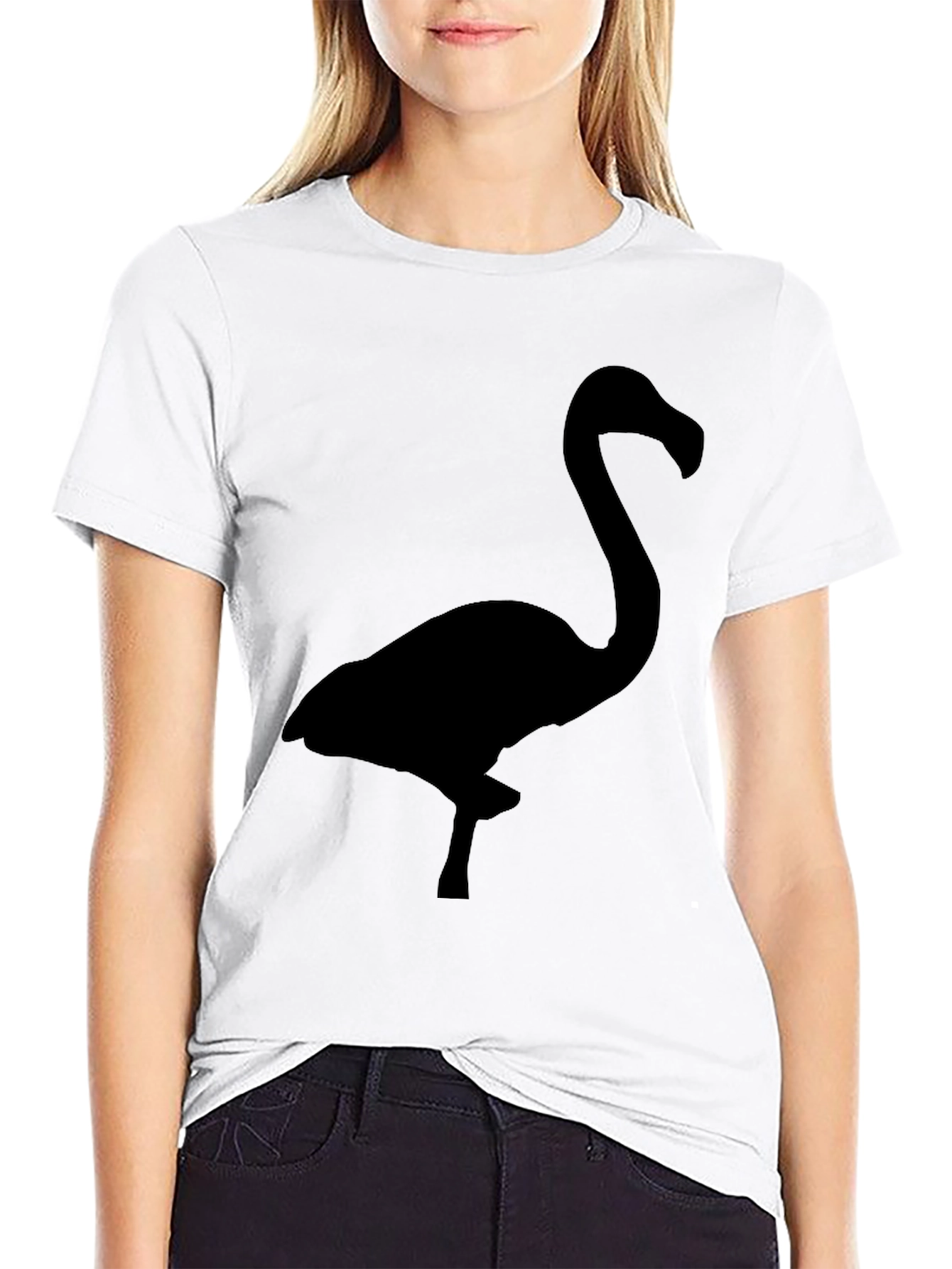 Black Flamingo Silhouette Graphic Tee