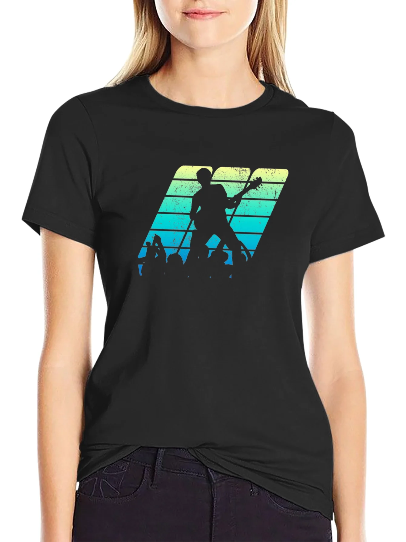 Retro Music Band Tee - Black Graphic T-Shirt