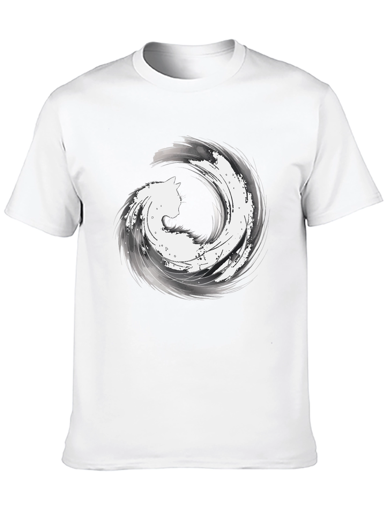 Abstract Cat Wave Graphic Tee - Black