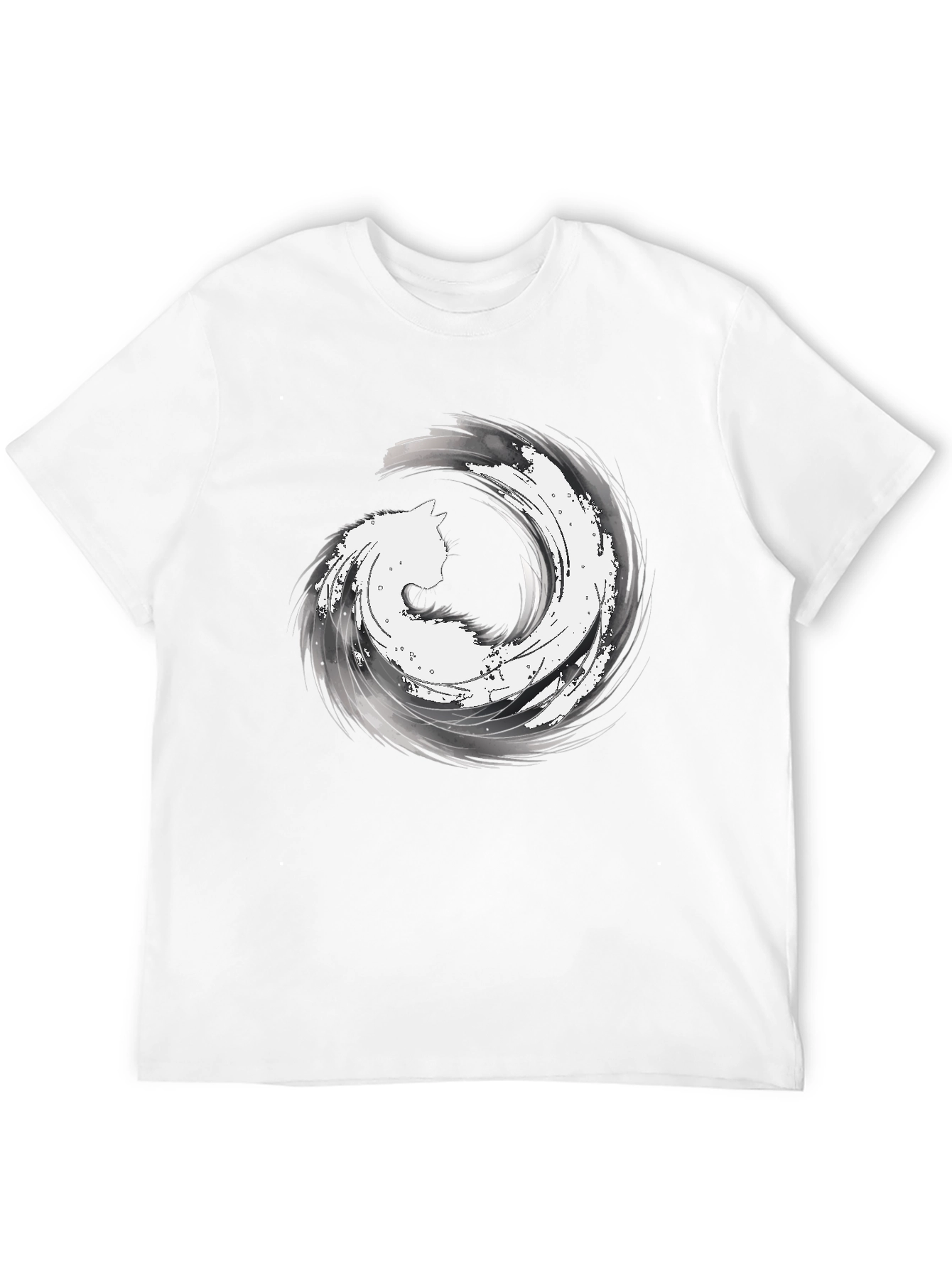 Abstract Cat Wave Graphic Tee - Black