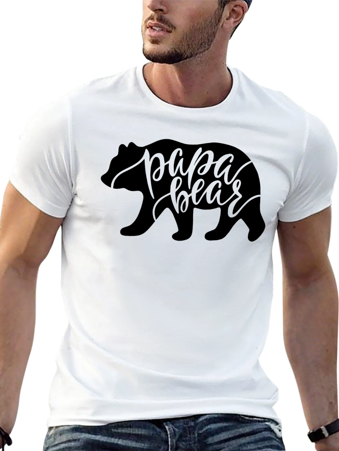 Papa Bear Graphic T-Shirt - Black Crew Neck Tee