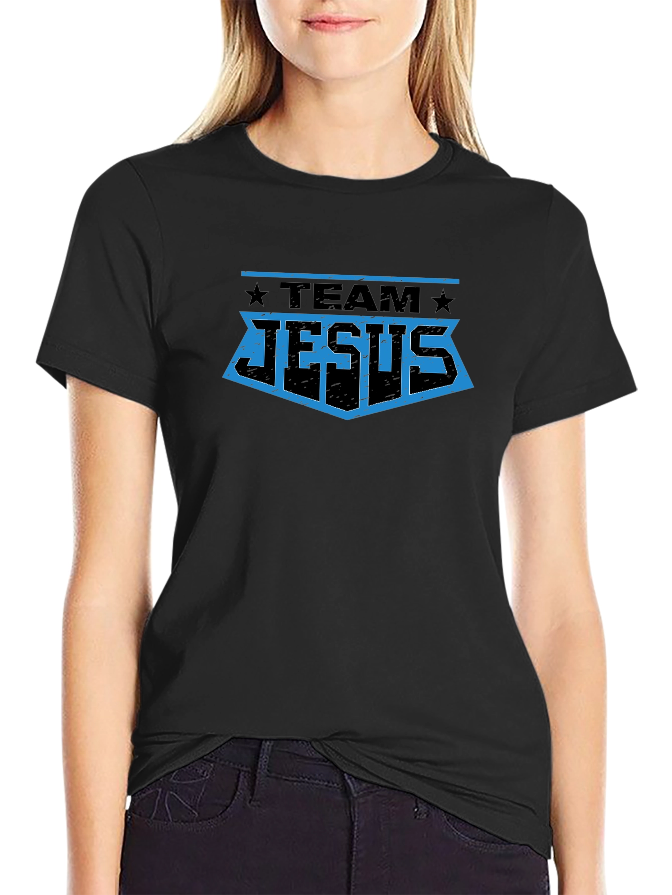 Team Jesus Graphic T-Shirt - Black Crew Neck