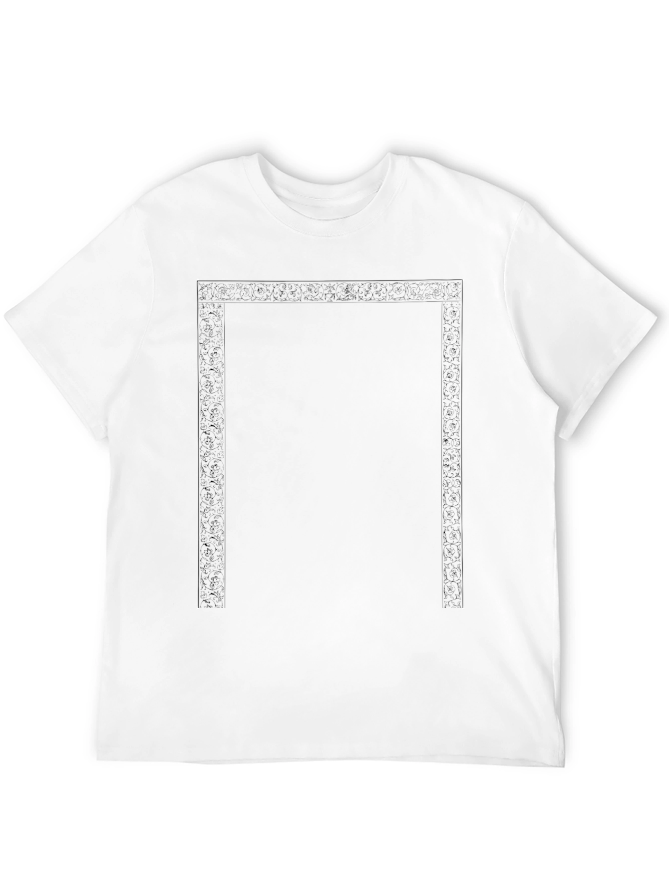 Elegant Black T-Shirt with Detailed Border Design