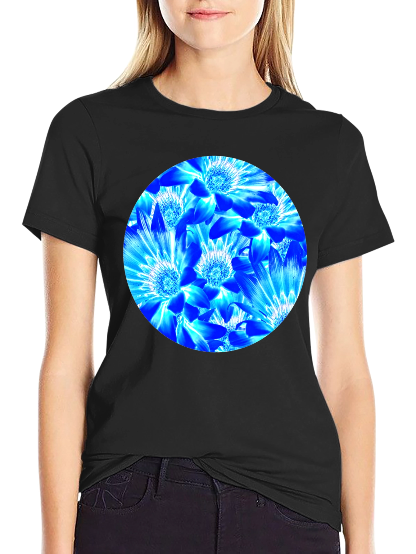 Blue Floral Graphic T-Shirt