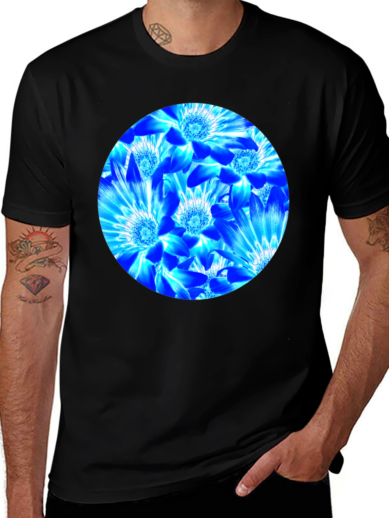 Blue Floral Graphic T-Shirt