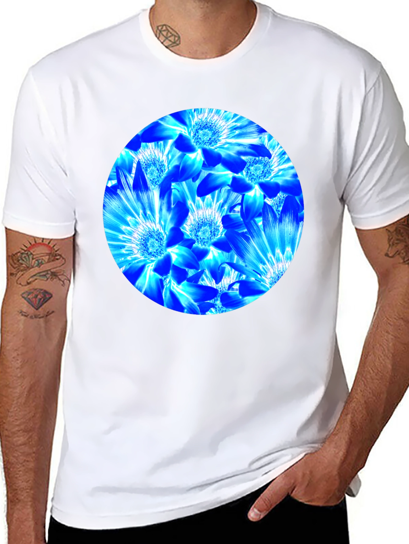 Blue Floral Graphic T-Shirt