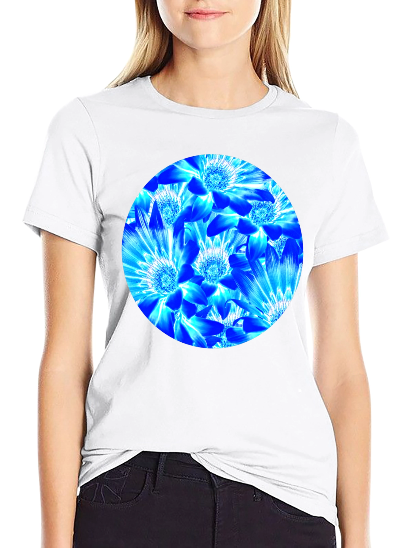 Blue Floral Graphic T-Shirt