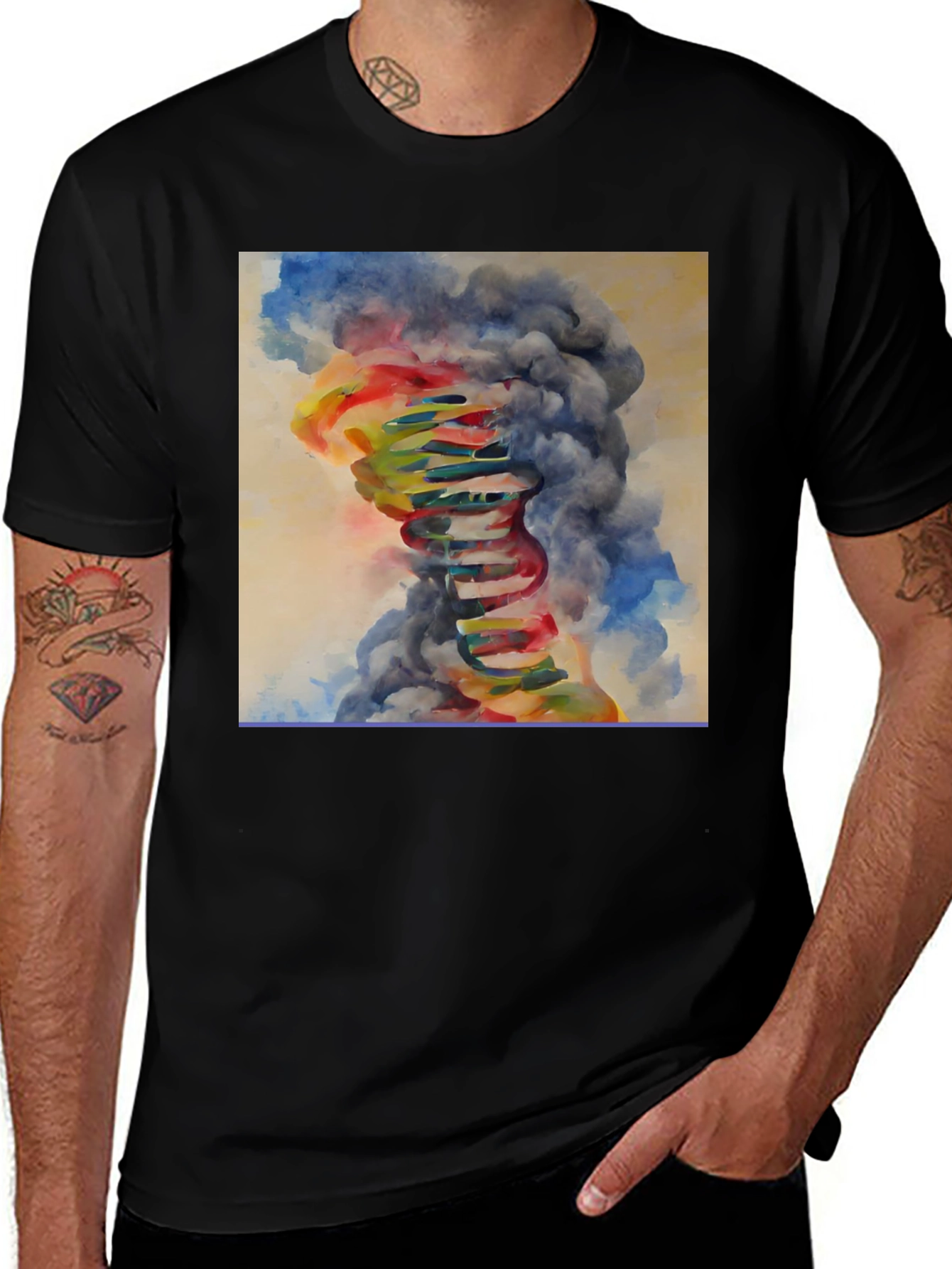 Abstract DNA Art Black T-Shirt