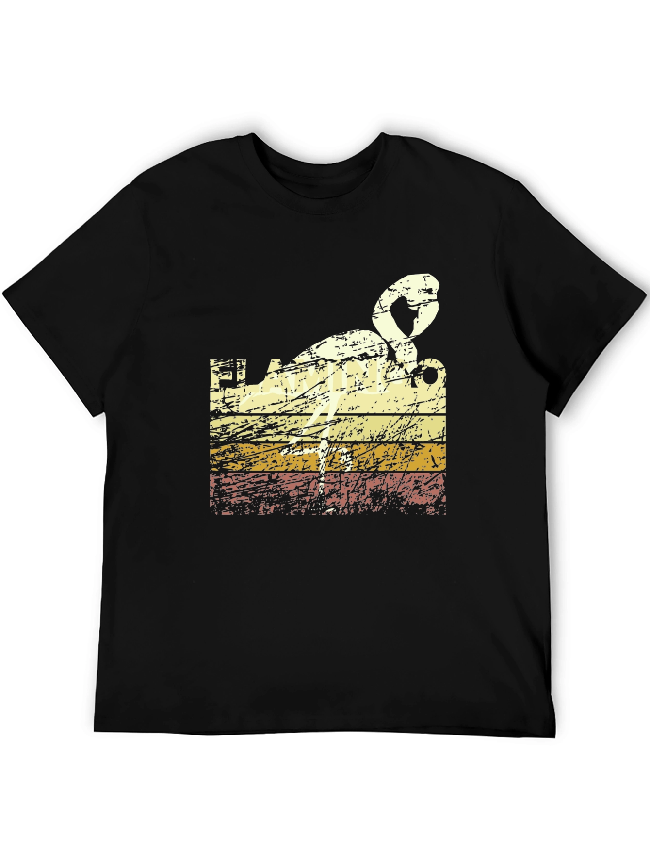 Retro Flamingo T-Shirt - Black Crew Neck
